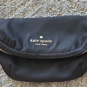 kate spade black nylon crossbody with gold logo